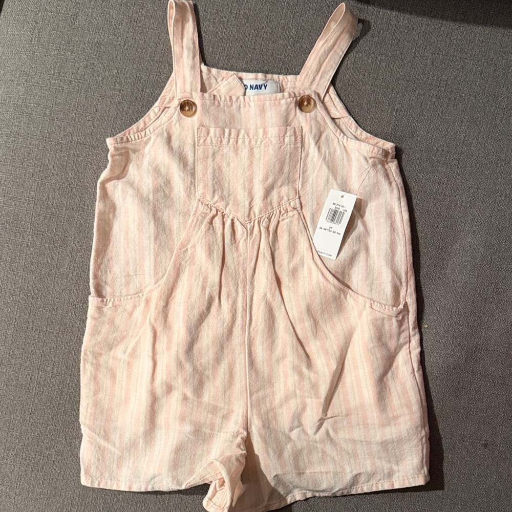 Old Navy Kids Light Pink Striped Overalls